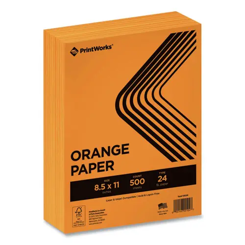 PrintWorks® Professional Color Paper, 24 lb Text Weight, Orange, 500 Sheets