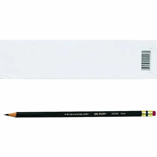 Prismacolor® Col-Erase Pencil with Eraser, Green Lead, 0.7 mm, 2B (#1), Green Barrel, Dozen