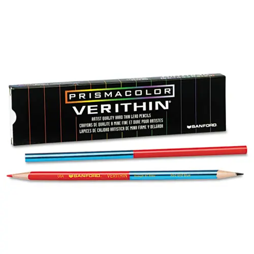 Prismacolor® Verithin Dual-Ended Two-Color Pencils, Blue/Red, Dozen