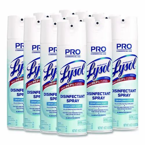 Professional LYSOL® Brand Disinfectant Spray, Crisp Linen, 19 oz Aerosol Spray, 12/Carton