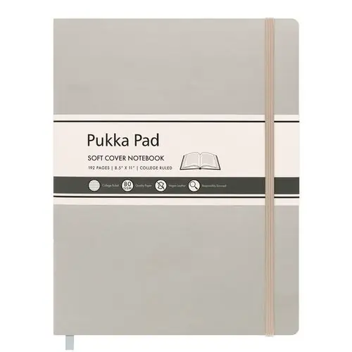 PUKKA PAD® Soft Cover Notebook, College Rule, Pebble Cover, 96 Sheets, 11 x 8.5 inches