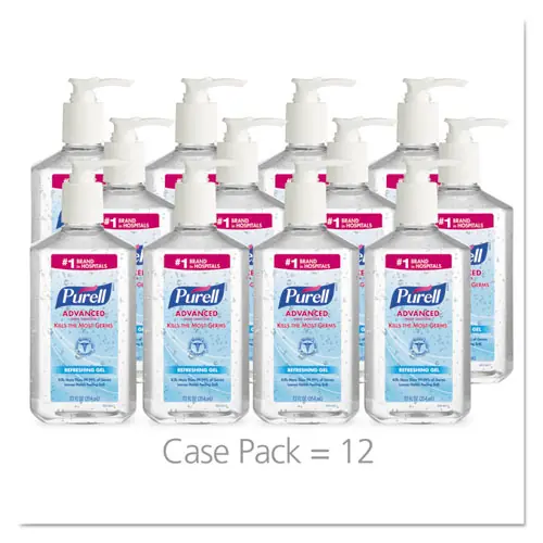 PURELL® Advanced Hand Sanitizer Refreshing Gel, 12 oz Pump Bottle, Clean Scent, 12/Carton