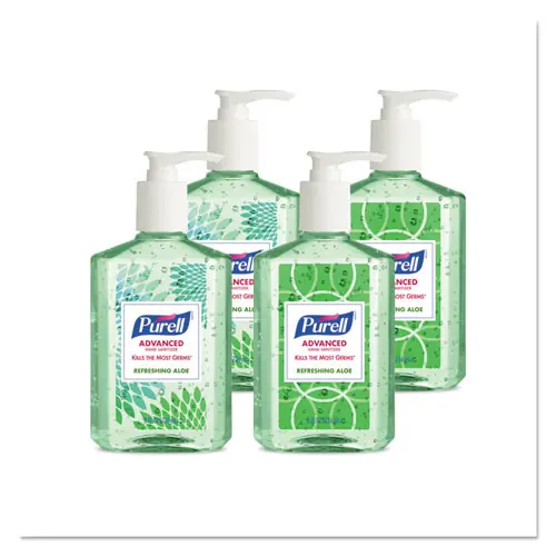 PURELL® Advanced Hand Sanitizer Soothing Gel, Fresh Scent with Aloe and Vitamin E, 8 oz Pump Bottle, 24-Pack Carton