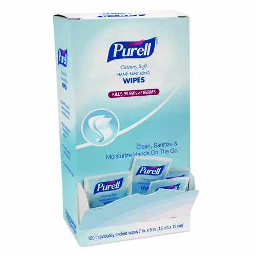 PURELL® Cottony Soft Individually Wrapped Hand Sanitizing Wipes, Unscented, White, 120/Box