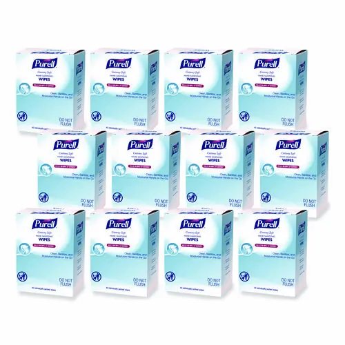 PURELL® Cottony Soft Individually Wrapped Sanitizing Hand Wipes, Herbal Scent, White, 480/Carton
