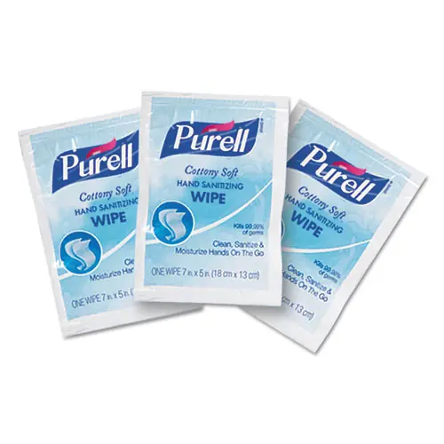 PURELL® Cottony Soft Individually Wrapped Sanitizing Hand Wipes, Unscented, White, 1,000/Carton