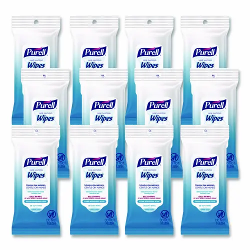 PURELL® Hand Sanitizing Wipes, Clean Refreshing Scent, White, 20 Wipes/Pack, 12 Packs/Carton