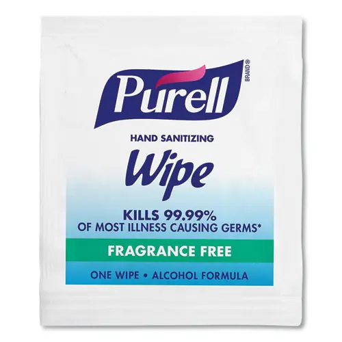 PURELL® Premoistened Sanitizing Hand Wipes, Individually Wrapped, Unscented, White, 1,000/Carton