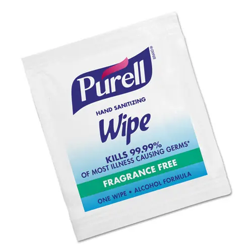 PURELL® Sanitizing Hand Wipes, Individually Wrapped, Unscented, White, 100/Box