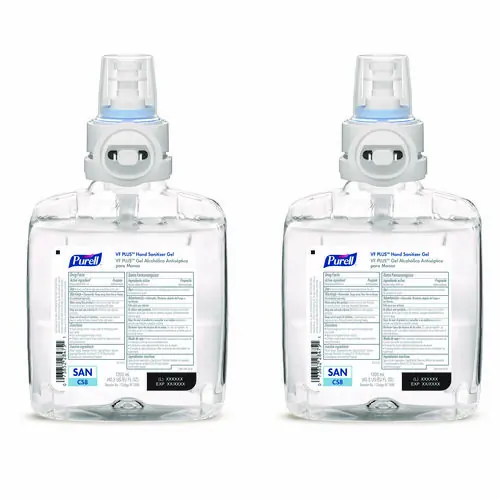 PURELL® VF PLUS Hand Sanitizer Gel, 1,200 mL Refill Bottle, Fragrance-Free, For CS8 Dispensers, 2/Carton