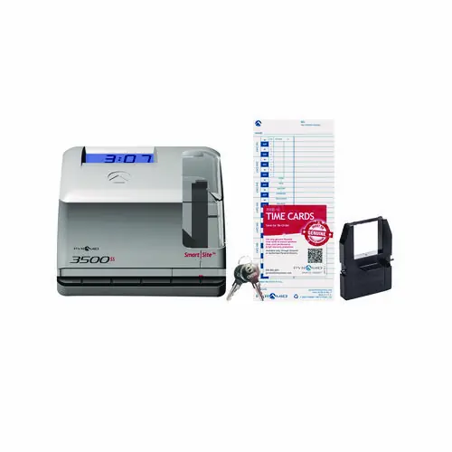 Pyramid Technologies 3500 Smart Site Punch Card Time Clock System, DC Powered Operation, Light Gray