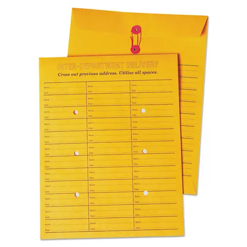 Quality Park™ Brown Kraft String/Button Box-Style Interoffice Envelope, #97, 10 x 13, 100/Box