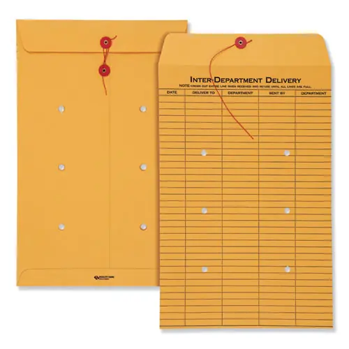 Quality Park™ Brown Kraft String/Button Interoffice Envelope, #98, 31-Entry, 10 x 15, 100/CT