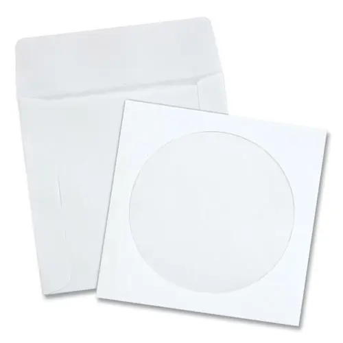 Quality Park™ CD/DVD Sleeves, 1 Disc Capacity, White, 100/Box