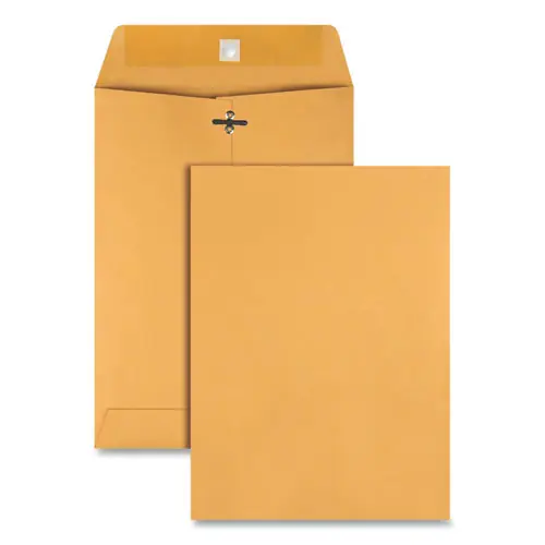 Quality Park™ Clasp Envelope, 28 lb Bond Weight Kraft, #75, Square Flap, Clasp/Gummed Closure, 7.5 x 10.5, Brown Kraft, 100/Box