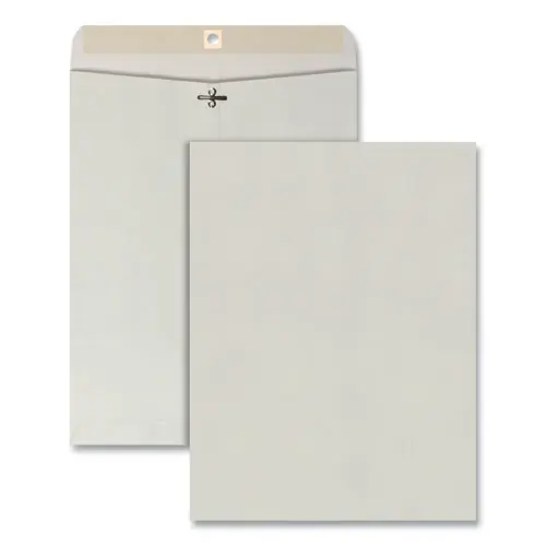 Quality Park™ Clasp Envelope, 10 x 13, Executive Gray, 28 lb Kraft, #97, Square Flap, Clasp & Gummed Closure, 100/Box