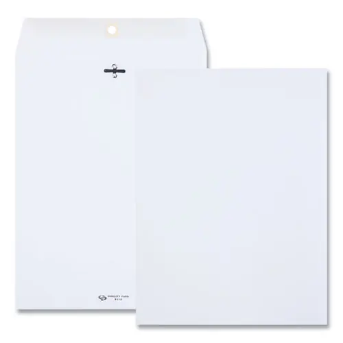 Quality Park™ Clasp Envelope, 28 lb Bond, #90, 9 x 12, White, 100/Box