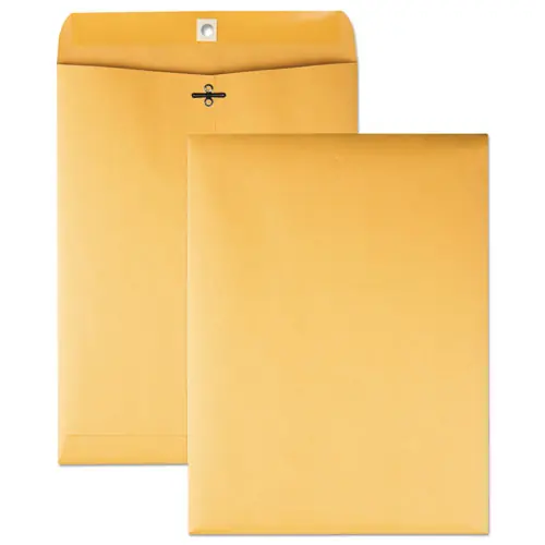 Quality Park™ Clasp Envelope, 9 x 12, 32 lb Kraft, #10 1/2, Square Flap, Clasp & Gummed Closure, Brown, 100/Box