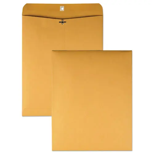 Quality Park™ Clasp Envelope, 32 lb Bond Weight Kraft, #14 1/2, Square Flap, Clasp/Gummed Closure, 11.5 x 14.5, Brown Kraft, 100/Box