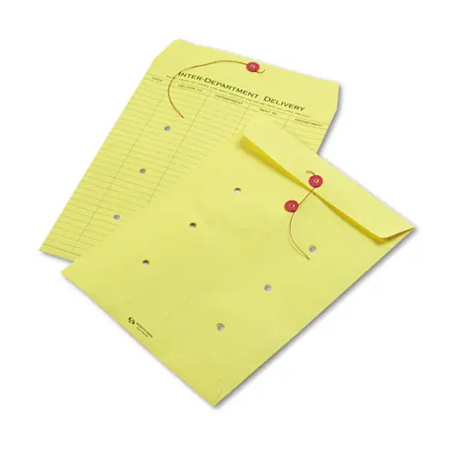 Quality Park™ Colored Paper String and Button Interoffice Envelope, #97, 10 x 13, Yellow, 100/Box