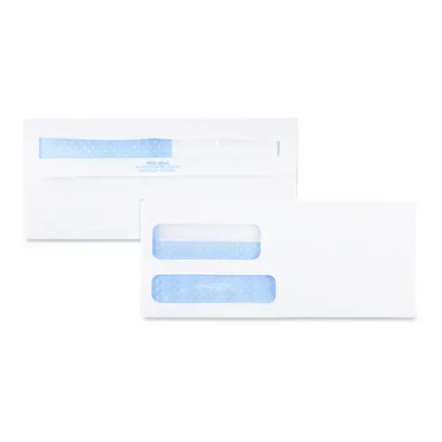 Quality Park™ Double Window Redi-Seal Security-Tinted Envelope, #9, Commercial Flap, Redi-Seal Adhesive Closure, 3.88 x 8.88, White, 500/BX
