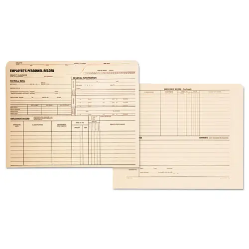 Quality Park™ Employee Record Jacket, Straight Tab, Letter Size, Manila, 100/Box