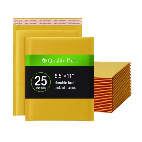Quality Park™ Kraft Bubble Mailers, Barrier Bubble Cushion, Redi-Seal Adhesive Closure, 8.25 x 11, Brown Kraft, 25/Pack