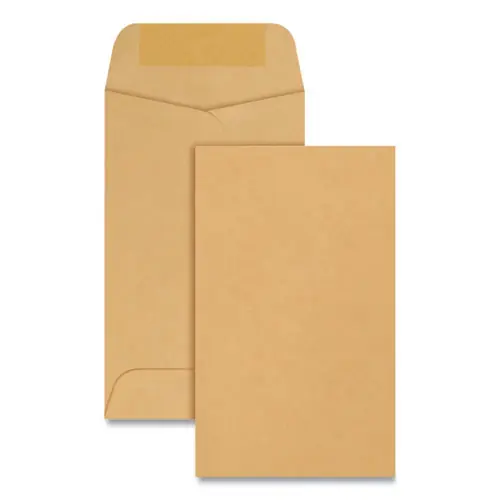 Quality Park™ Kraft Coin and Small Parts Envelope, #3, Round Flap, Gummed Closure, Brown Kraft, 500/Box