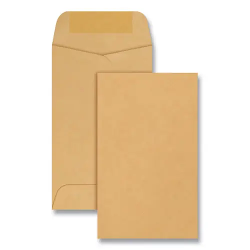 Quality Park™ Kraft Coin and Small Parts Envelope, #3, Square Flap, Gummed Closure, Brown Kraft, 500/Box