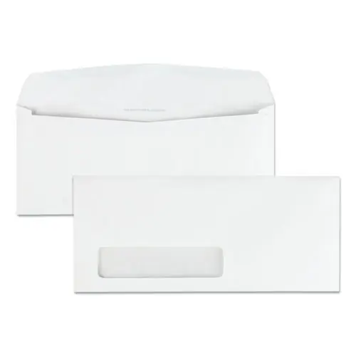 Quality Park™ Park Ridge Embossed Executive Envelope, #10, Address Window, Gummed Closure, White, 500/Box