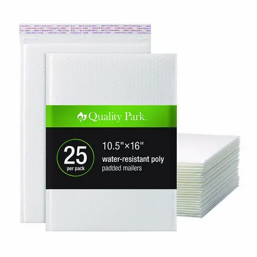 Quality Park™ Poly Bubble Mailers, #5, Redi-Seal Closure, 25/Pack, White, 10.5 x 15