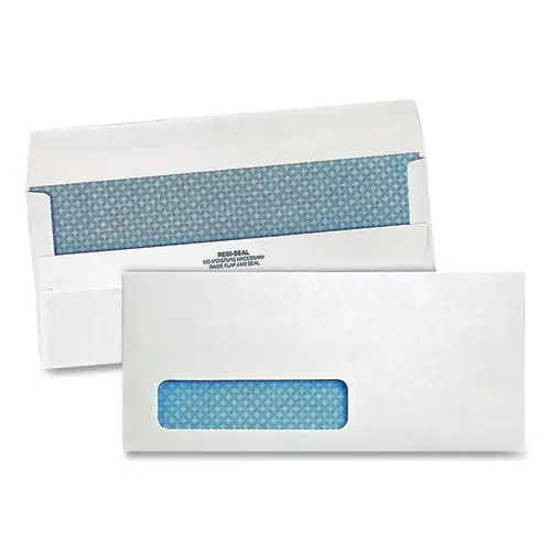 Quality Park™ Redi-Seal Security-Tint Envelope, Address Window, #10, Commercial Flap, Redi-Seal Closure, 4.13 x 9.5, White, 500/Box