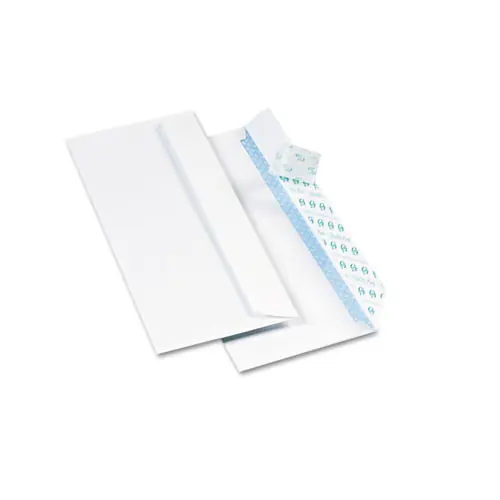 Quality Park™ Redi-Strip Security Tinted Envelope, #10, Commercial Flap, Redi-Strip Heat-Resistant Closure, 4.13 x 9.5, White, 500/Box