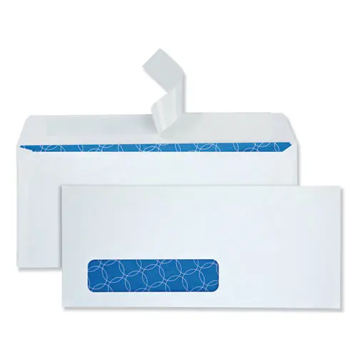 Quality Park™ Security Envelope, Address Window, #10, Commercial Flap, Redi-Strip Adhesive Closure, 4.13 x 9.5, White, 500/Box