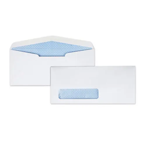 Quality Park™ Security Tint Window Envelope, #10, Bankers Flap, Gummed Closure, 4.13 x 9.5, White, 500/Box