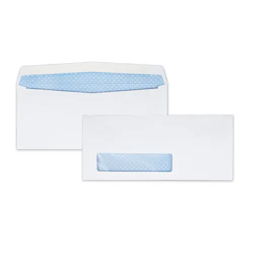Quality Park™ Security Tint Window Envelope, #9, Commercial Flap, Gummed Closure, 3.88 x 8.88, White, 500/Box