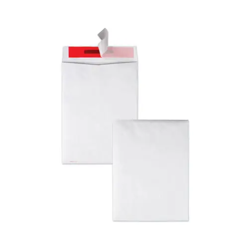 Quality Park™ Tamper-Indicating #10 1/2 Tyvek Mailers, 9 x 12, Flip-Stik Flap, Redi-Strip Adhesive, White, 100/Box