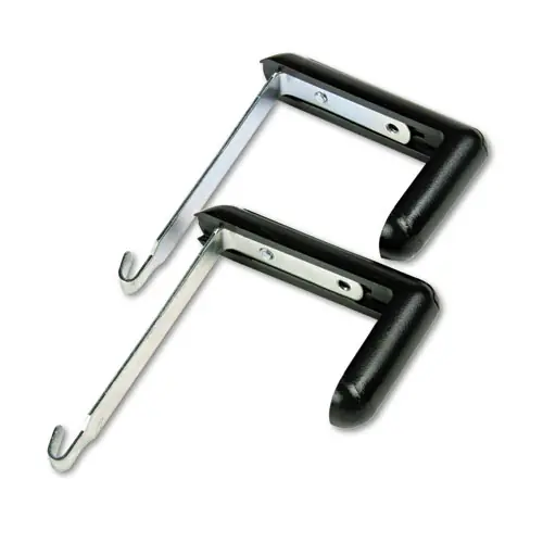 Quartet® Adjustable Cubicle Hangers, Aluminum/Black, 2/Set