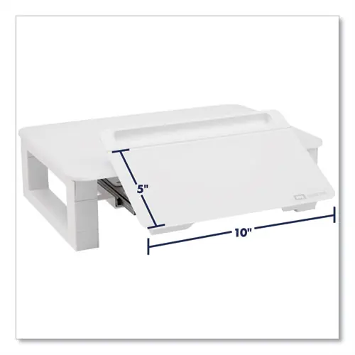 Quartet® Adjustable Height Desktop Glass Monitor Riser with Dry-Erase Board, White, Supports 100 lb