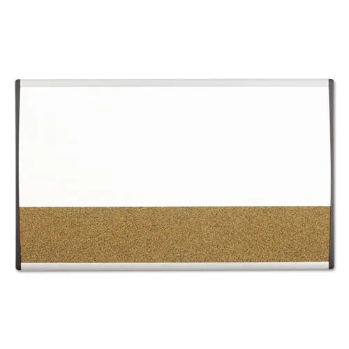 Quartet® ARC Frame Cubicle Board, Combo Dry Erase/Cork Bulletin, 30" x 18", Tan/White Surface, Satin Aluminum Frame