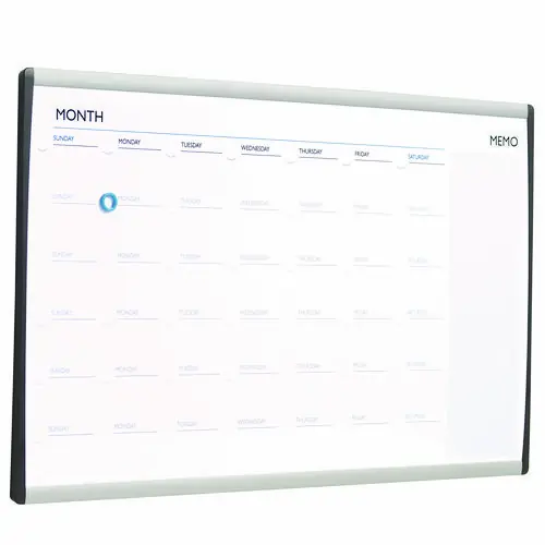 Quartet® ARC Frame Cubicle Board, Monthly Planning/Scheduling Calendar, White Magnetic Surface, Satin Aluminum Frame