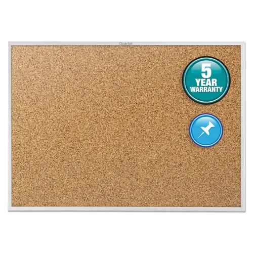 Quartet® Classic Series Cork Bulletin Board, 60" x 36", Tan Surface, Anodized Aluminum Frame
