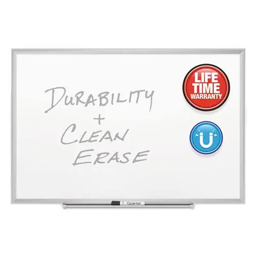 Quartet® Classic Series Porcelain Magnetic Dry Erase Board, White Surface, Satin Aluminum Frame