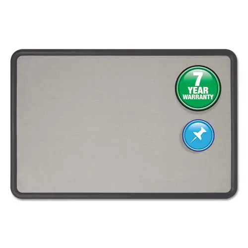 Quartet® Contour Fabric Bulletin Board, Gray Surface with Black Plastic Frame, 48" x 36"