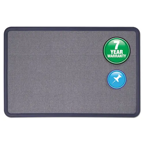 Quartet® Contour Fabric Bulletin Board, Light Blue Surface, Navy Blue Plastic Frame, 48" x 36"