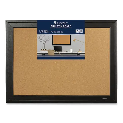 Quartet® Cork Bulletin Board with Black Frame, 23" x 17"