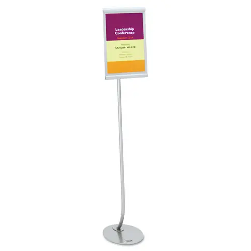 Quartet® Designer Sign Stand, Silver Aluminum Frame