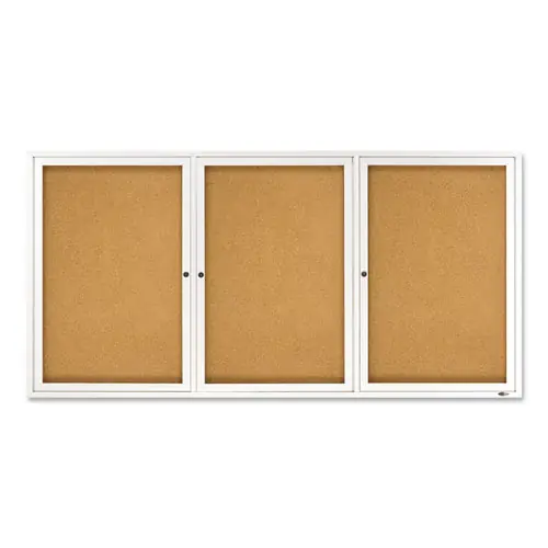 Quartet® Enclosed Indoor Cork Bulletin Board with Three Hinged Doors