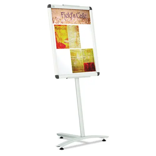 Quartet® Improv Lobby Clip-Frame Pedestal Sign, Aluminum, 54" High