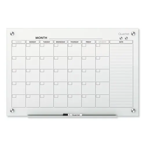 Quartet® Infinity Magnetic Glass Calendar Board, 36" x 24", White Surface